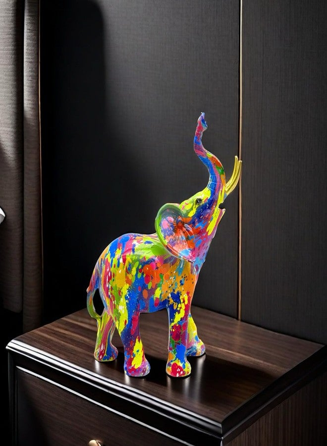 SHTWX Colorful Elephant Statue Sculpture Figurine for Home, Office, Living Room, Desktop Decoration, Garden Outdoor Decor (Large) - Image 5